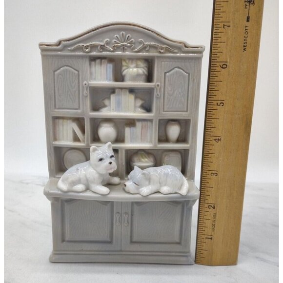 Vintage Westie Dogs On Bookcase Porcelain Westland Taiwan Sleeping Dog Terrier - Picture 9 of 10